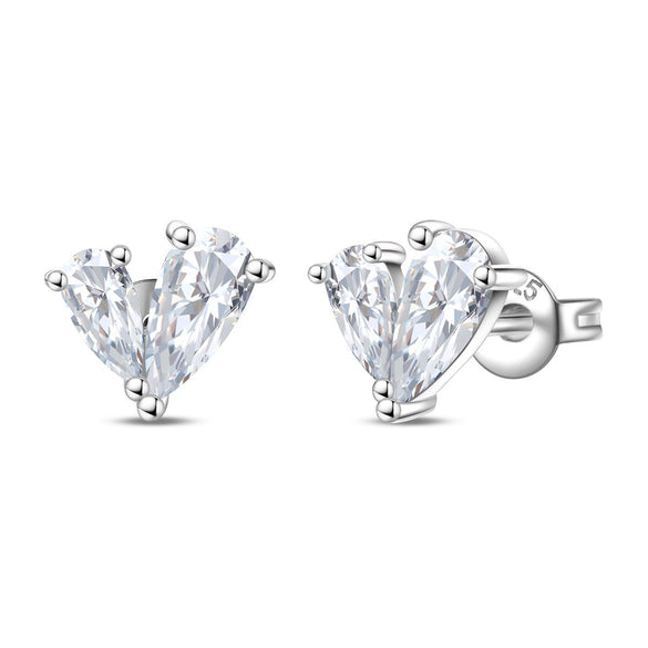 Wholesale 925 Sterling Silver Heart Shape Earrings Electroplated Women's Jewelry