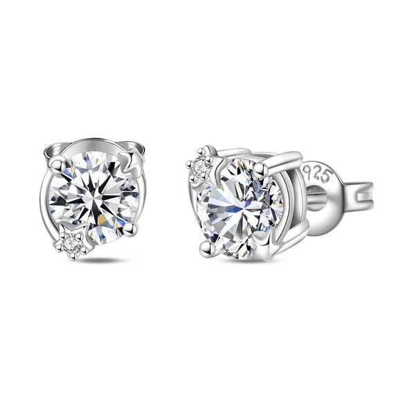 Wholesale 925 Sterling Silver Heart Shape Earrings Electroplated Women's Jewelry