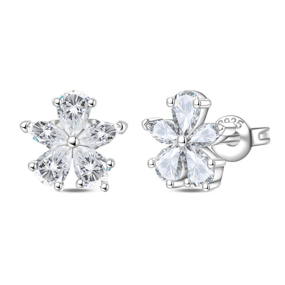 Wholesale 925 Sterling Silver Heart Shape Earrings Electroplated Women's Jewelry