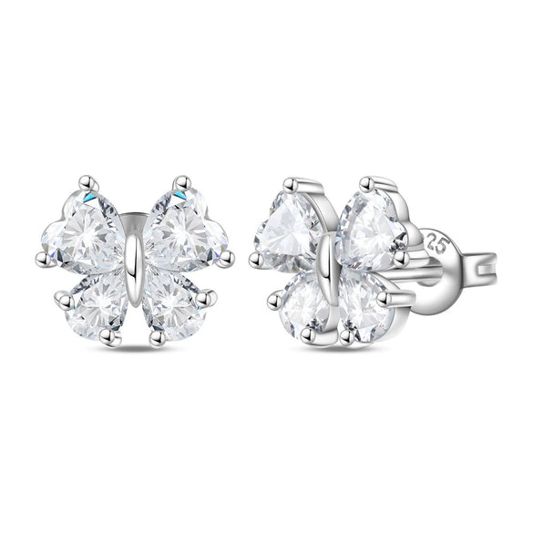 Wholesale 925 Sterling Silver Heart Shape Earrings Electroplated Women's Jewelry