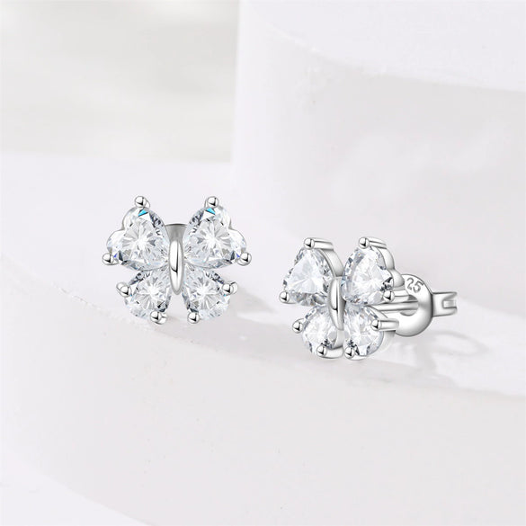 Wholesale 925 Sterling Silver Heart Shape Earrings Electroplated Women's Jewelry