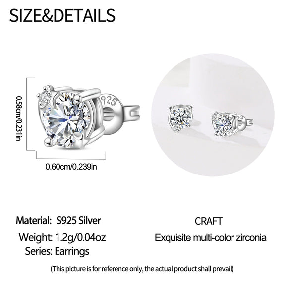 Wholesale 925 Sterling Silver Heart Shape Earrings Electroplated Women's Jewelry