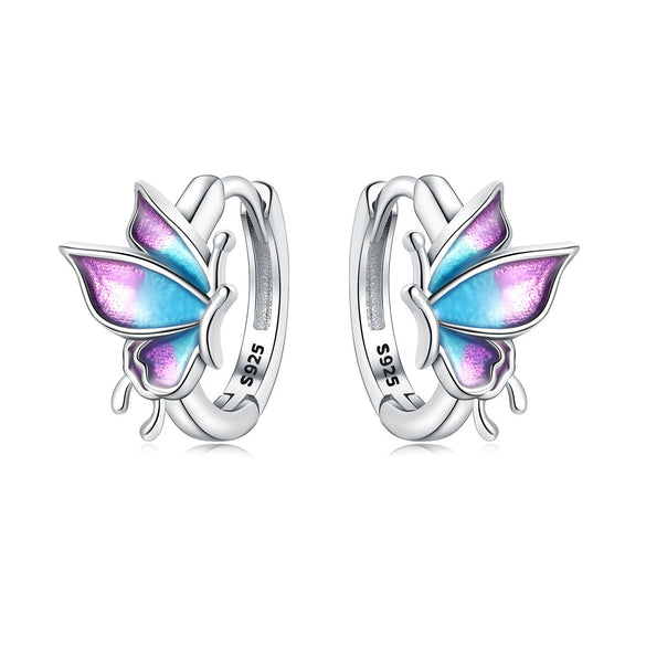 Wholesale 925 Sterling Silver Heart Shape Insects Butterfly Bee Electroplated Women's Earrings