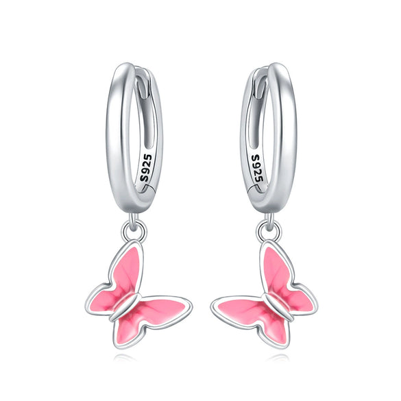Wholesale 925 Sterling Silver Heart Shape Insects Butterfly Bee Electroplated Women's Earrings