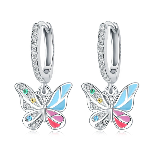 Wholesale 925 Sterling Silver Heart Shape Insects Butterfly Bee Electroplated Women's Earrings