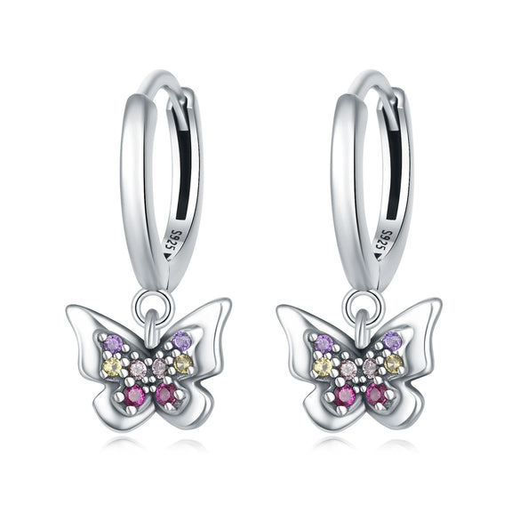 Wholesale 925 Sterling Silver Heart Shape Insects Butterfly Bee Electroplated Women's Earrings