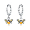 Wholesale 925 Sterling Silver Heart Shape Insects Butterfly Bee Electroplated Women's Earrings