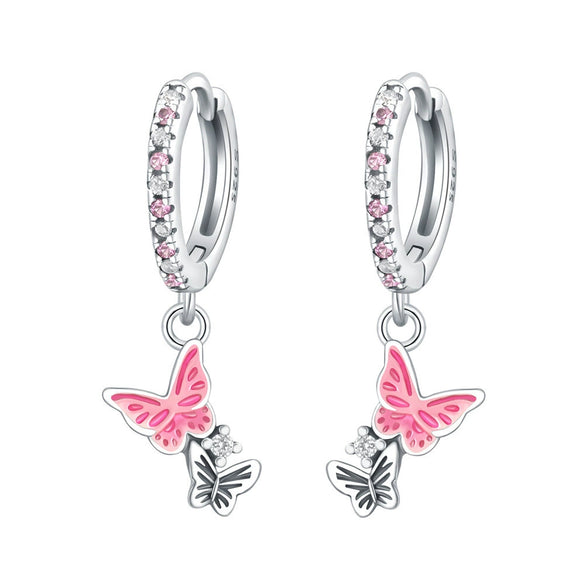 Wholesale 925 Sterling Silver Heart Shape Insects Butterfly Bee Electroplated Women's Earrings