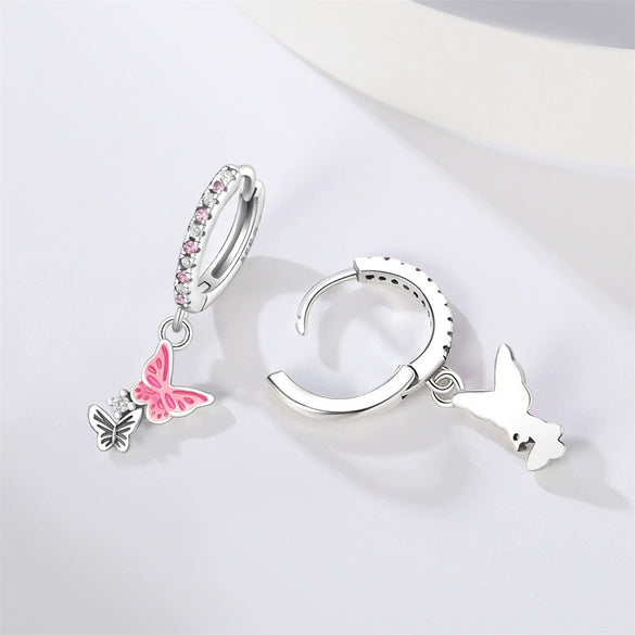 Wholesale 925 Sterling Silver Heart Shape Insects Butterfly Bee Electroplated Women's Earrings