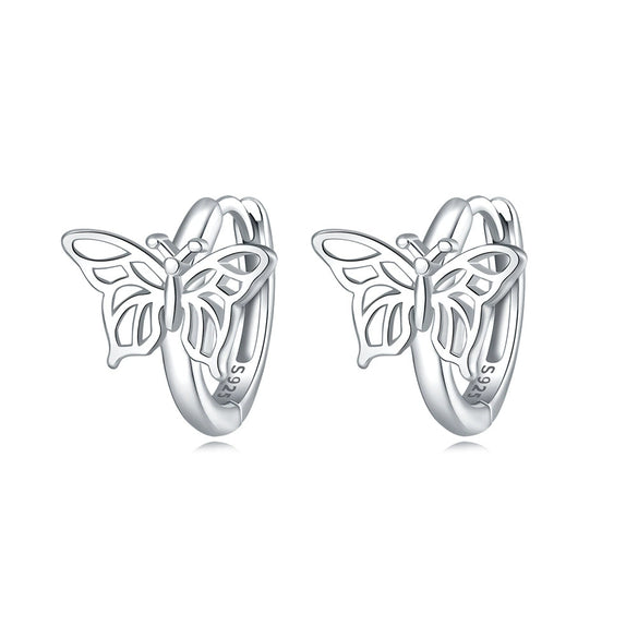 Wholesale 925 Sterling Silver Heart Shape Insects Butterfly Bee Electroplated Women's Earrings