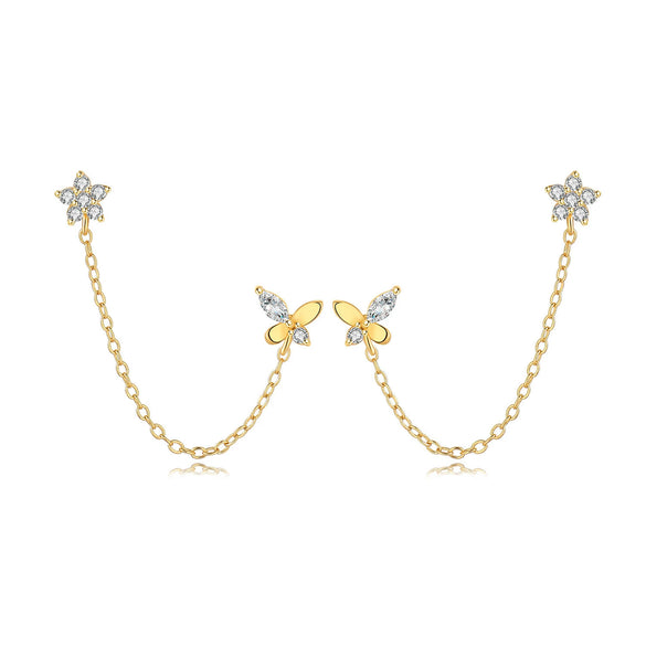 Wholesale 925 Sterling Silver Heart Shape Insects Butterfly Bee Electroplated Women's Earrings