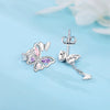 Wholesale 925 Sterling Silver Heart Shape Insects Butterfly Bee Electroplated Women's Earrings