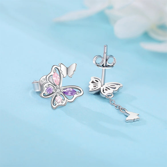 Wholesale 925 Sterling Silver Heart Shape Insects Butterfly Bee Electroplated Women's Earrings
