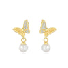 Wholesale 925 Sterling Silver Heart Shape Insects Butterfly Bee Electroplated Women's Earrings