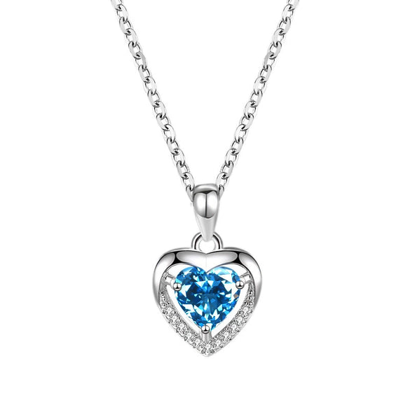 Wholesale Sterling Silver Heart Shape Pendant Necklace With O Shaped Chain Electroplated For Women