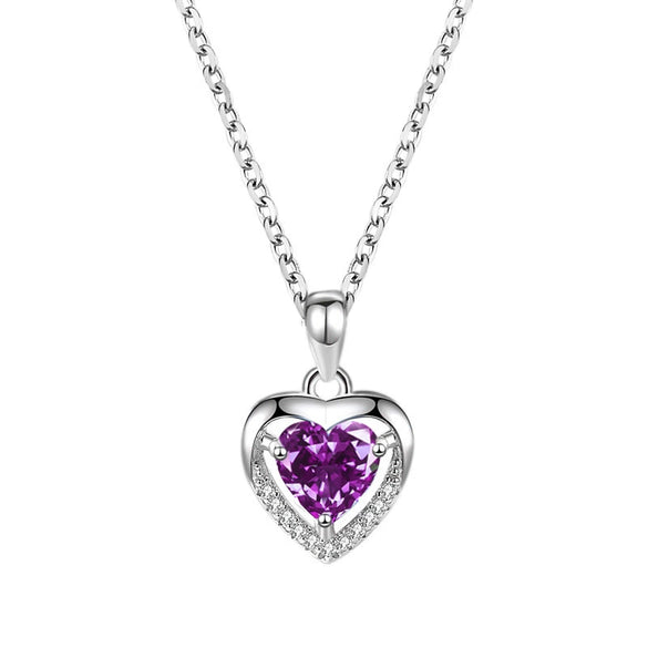 Wholesale Sterling Silver Heart Shape Pendant Necklace With O Shaped Chain Electroplated For Women
