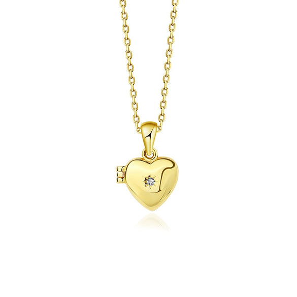Wholesale 925 Sterling Silver Heart Shaped Love Necklace With Zircon Electroplated