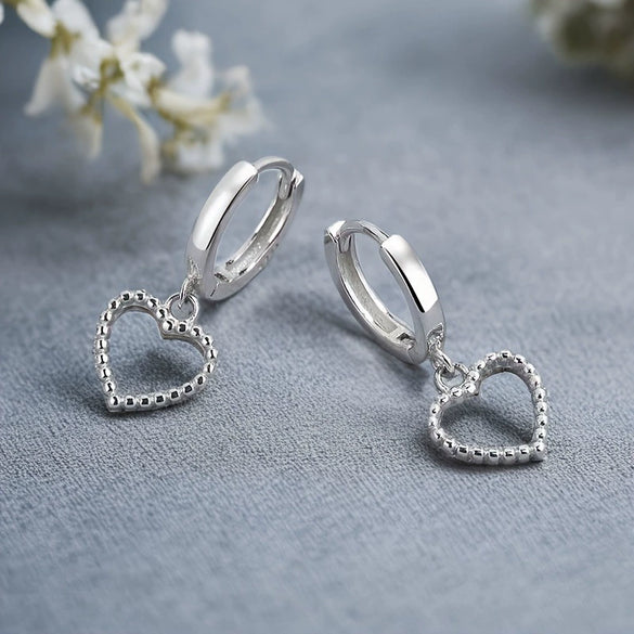 Wholesale 925 Sterling Silver Heart Shaped Love Pendant Earrings With Ear Buckle Seiko Crafted For Women