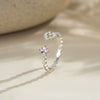 Wholesale 925 Sterling Silver Heart Shaped Open Adjustable Ring With Platinum And 18K Gold Electroplating For Women