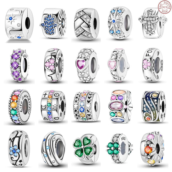 Wholesale 925 Sterling Silver Heart Shaped Rubber Plug Fixing Clip Beaded Diy Jewelry Accessories For Women With Dripping Oil Process