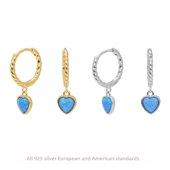 Wholesale 925 Sterling Silver Heartshaped Cold Style Earrings For Women With Electroplating