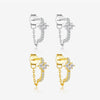 Wholesale Sterling Silver Heartshaped Geometric Design Electroplated Platinum And 18K Gold Earrings With Zircon