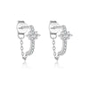 Wholesale Sterling Silver Heartshaped Geometric Design Electroplated Platinum And 18K Gold Earrings With Zircon