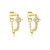 Wholesale Sterling Silver Heartshaped Geometric Design Electroplated Platinum And 18K Gold Earrings With Zircon