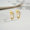 Wholesale Sterling Silver Heartshaped Geometric Design Electroplated Platinum And 18K Gold Earrings With Zircon