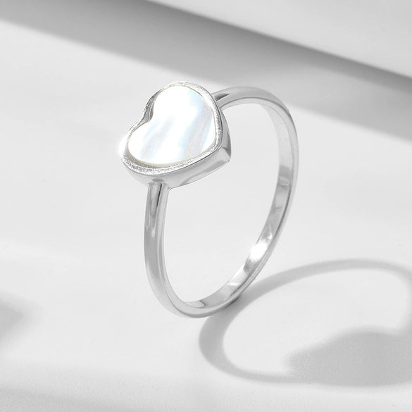 Wholesale 925 Sterling Silver Heartshaped Inlaid Shell Ring Bracelet For Women