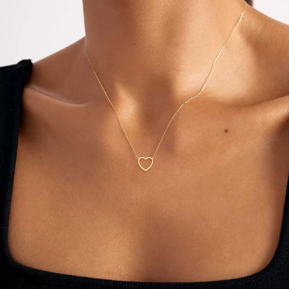 Wholesale 925 Sterling Silver Heartshaped Necklace Plain Heart Pendant Polish Finish Women's O Chain