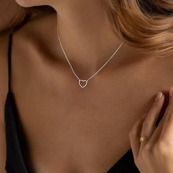 Wholesale 925 Sterling Silver Heartshaped Necklace Plain Heart Pendant Polish Finish Women's O Chain
