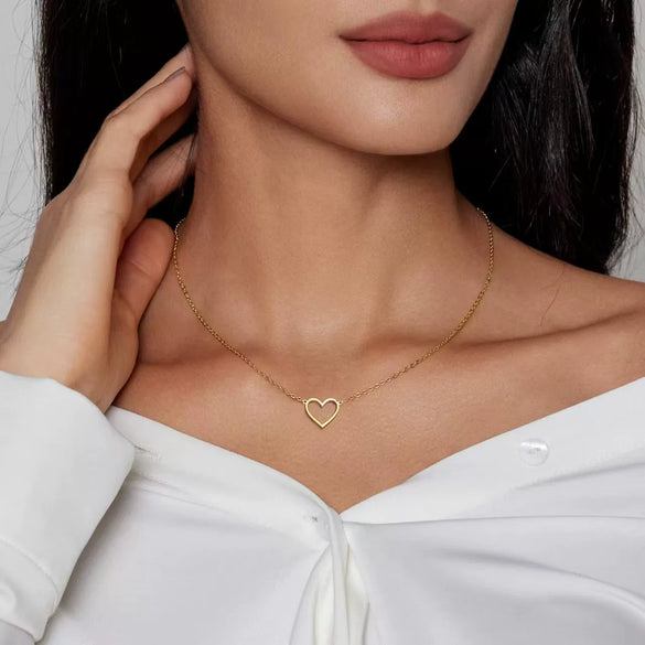 Wholesale 925 Sterling Silver Heartshaped Necklace Plain Heart Pendant Polish Finish Women's O Chain