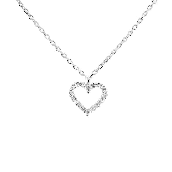 Wholesale 925 Sterling Silver Heartshaped Necklace With Diamond Zircon And Ochain