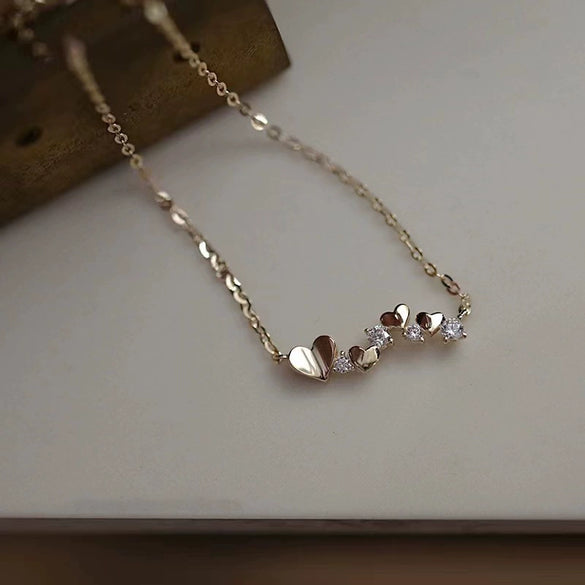 Wholesale Sterling Silver Heartshaped Necklace With Diamonds 14K Real Gold Plated Heart Pendant Ochain Sweet Style For Women