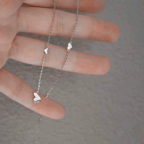 Wholesale Sterling Silver Heartshaped Necklace With Three Hearts 18K Gold Plated And Polishing Ochain For Women