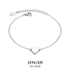 Wholesale 925 Sterling Silver Heartshaped Simple Glossy Handmade Women's Bracelet