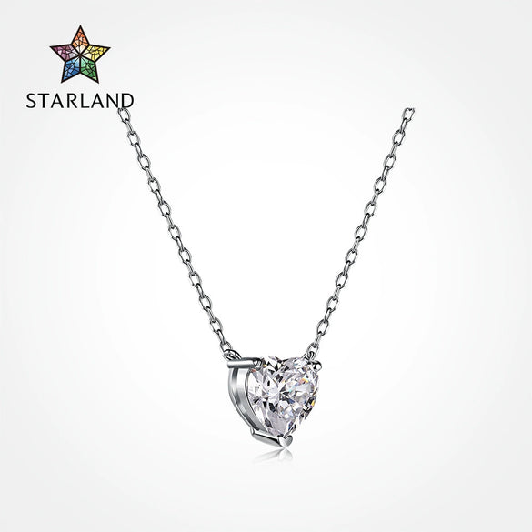 Wholesale Sterling Silver Heartshaped Zircon Pendant Necklace With Electroplating And Ochain For Women