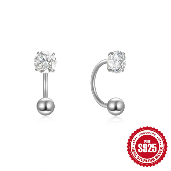 Wholesale 925 Sterling Silver Hook Stud Earrings With Screw Buckle And U Shaped Design Geometric Pattern Electroplated
