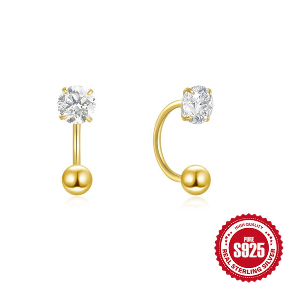 Wholesale 925 Sterling Silver Hook Stud Earrings With Screw Buckle And U Shaped Design Geometric Pattern Electroplated