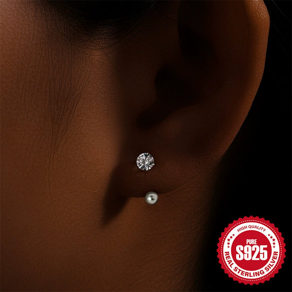Wholesale 925 Sterling Silver Hook Stud Earrings With Screw Buckle And U Shaped Design Geometric Pattern Electroplated