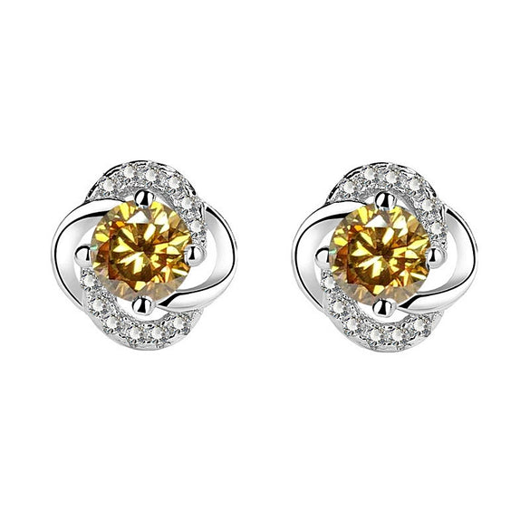 Wholesale 925 Sterling Silver Inlaid Mossan Diamond Four Leaf Clover Geometric Design Women's Earrings