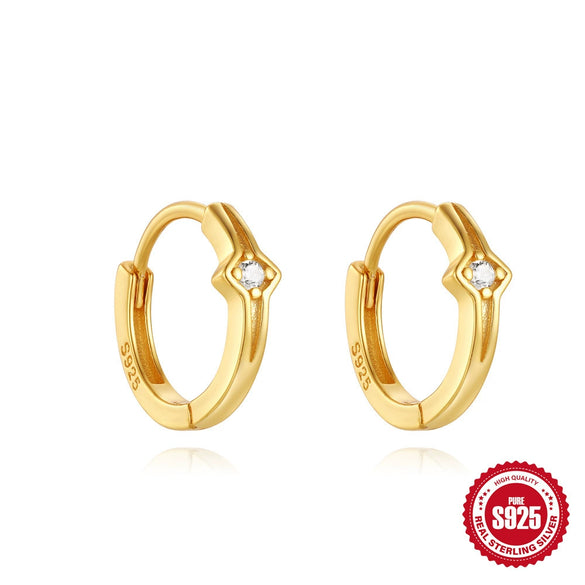 Wholesale 925 Sterling Silver Inlaid Zircon Geometric Stacked Earring With Electroplating For Women