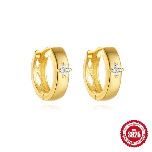 Wholesale 925 Sterling Silver Inlaid Zircon Geometric Stacked Earring With Electroplating For Women
