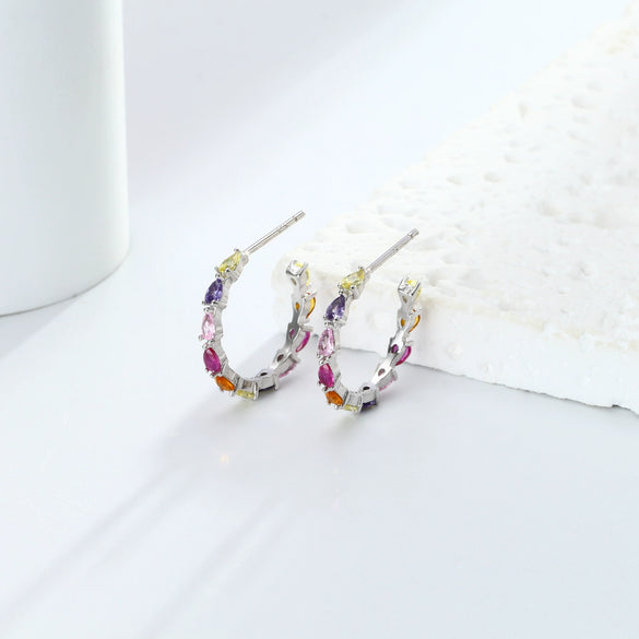Wholesale 925 Sterling Silver Inlaid Zircon Ushape Earrings For Women