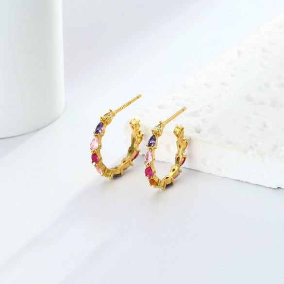 Wholesale 925 Sterling Silver Inlaid Zircon Ushape Earrings For Women