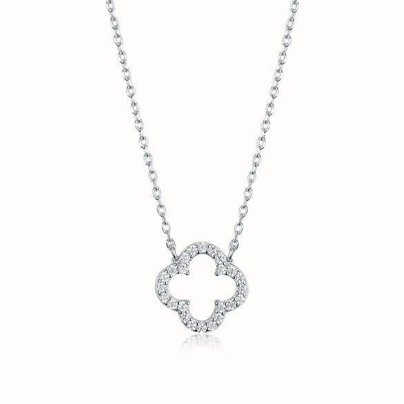 Wholesale 925 Sterling Silver Jewelry Set With Hollow Out Four Leaf Clover Pattern For Women Electroplated Includes Necklace Earrings Bracelet And Ring