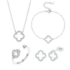 Wholesale 925 Sterling Silver Jewelry Set With Hollow Out Four Leaf Clover Pattern For Women Electroplated Includes Necklace Earrings Bracelet And Ring