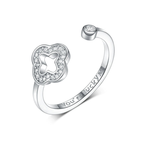 Wholesale 925 Sterling Silver Jewelry Set With Hollow Out Four Leaf Clover Pattern For Women Electroplated Includes Necklace Earrings Bracelet And Ring