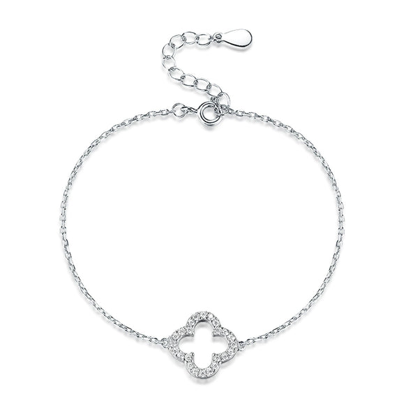 Wholesale 925 Sterling Silver Jewelry Set With Hollow Out Four Leaf Clover Pattern For Women Electroplated Includes Necklace Earrings Bracelet And Ring